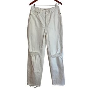 Madewell Baggy Straight Jeans Size 29 Tall White Distressed Hi Rise 90s Y2K